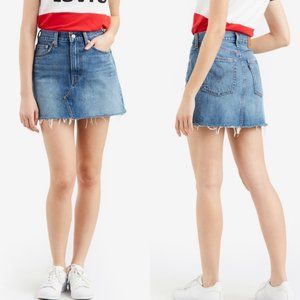 Levi's Blue Frayed Hem Mini Skirt